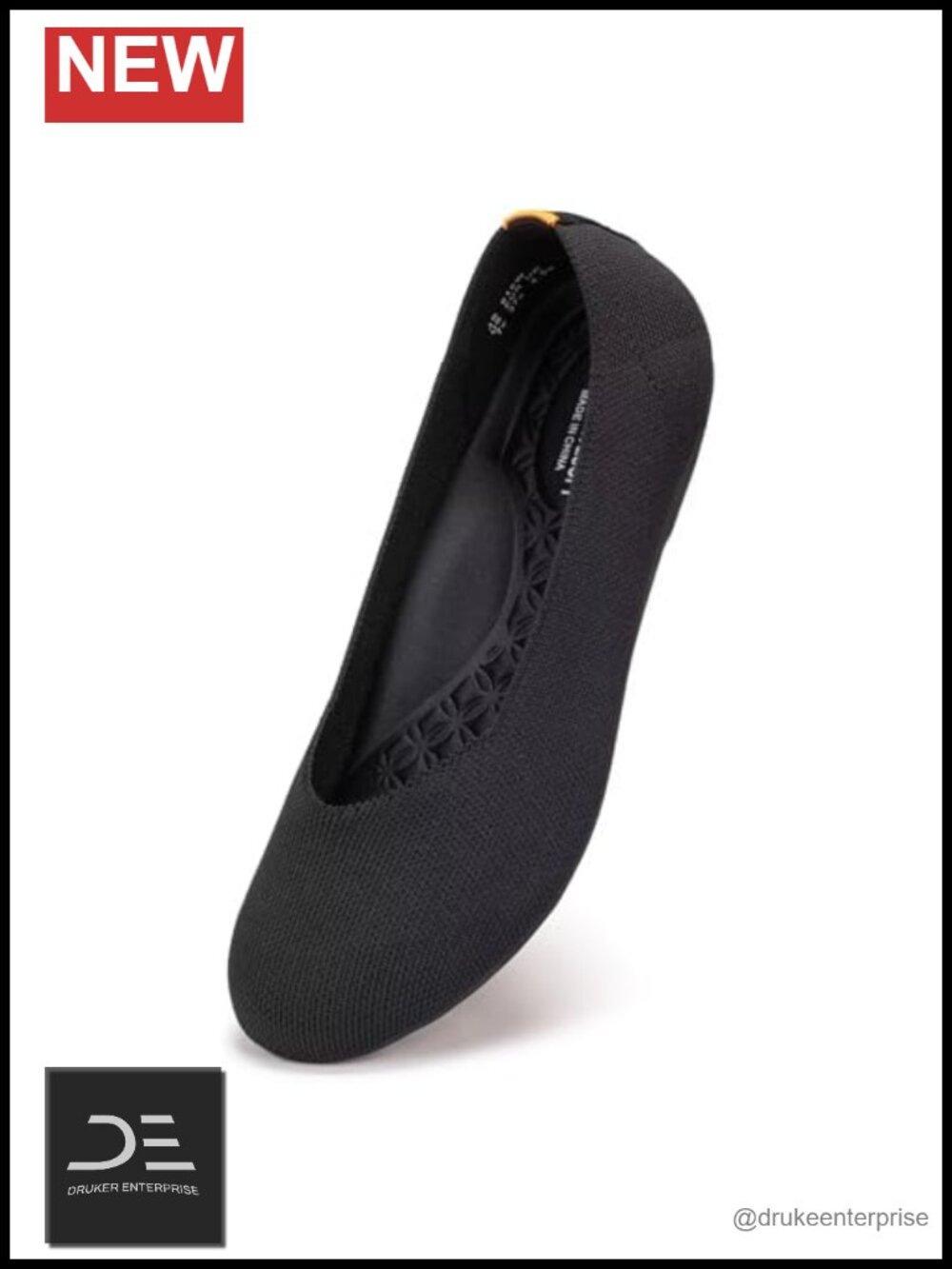 Wide Width Ballet Flats Round Toe Knit Arch Support Slip On Comfort Shoes